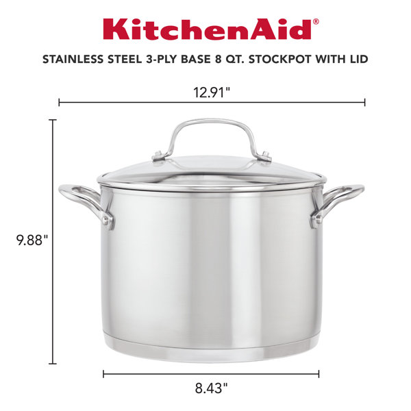 KitchenAid 8 qt. Stainless Steel Stock Pot with Lid Wayfair